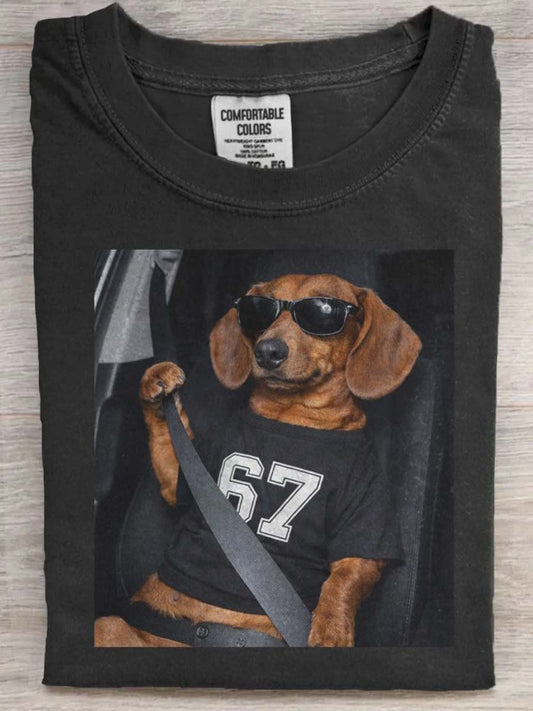 Okulary przeciwsłoneczne Jamnik Print Casual Koszulka z krótkim rękawem