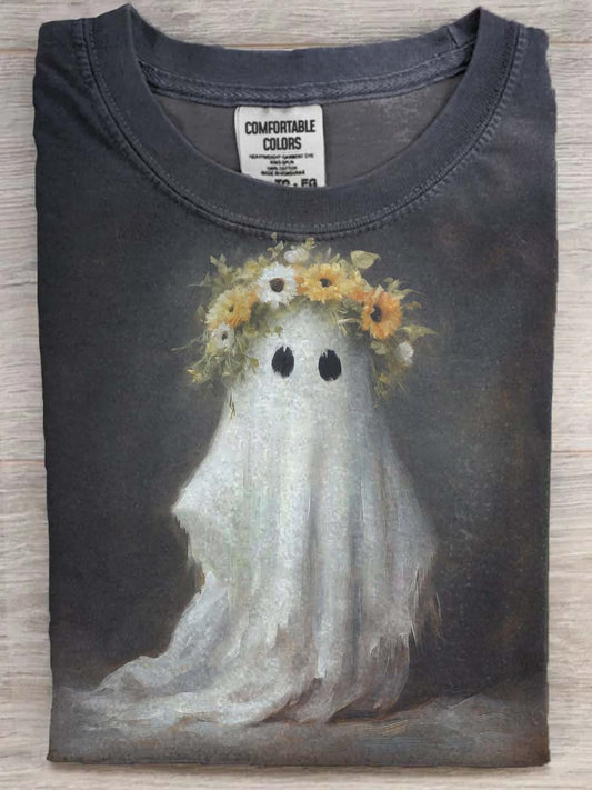 Halloween wieniec Ghost Print Casual Koszulka z krótkim rękawem