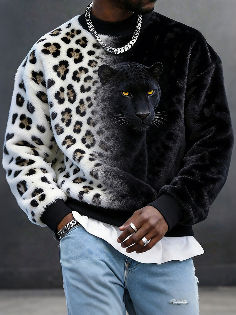 Męskie flanelowe bluzy Leopard