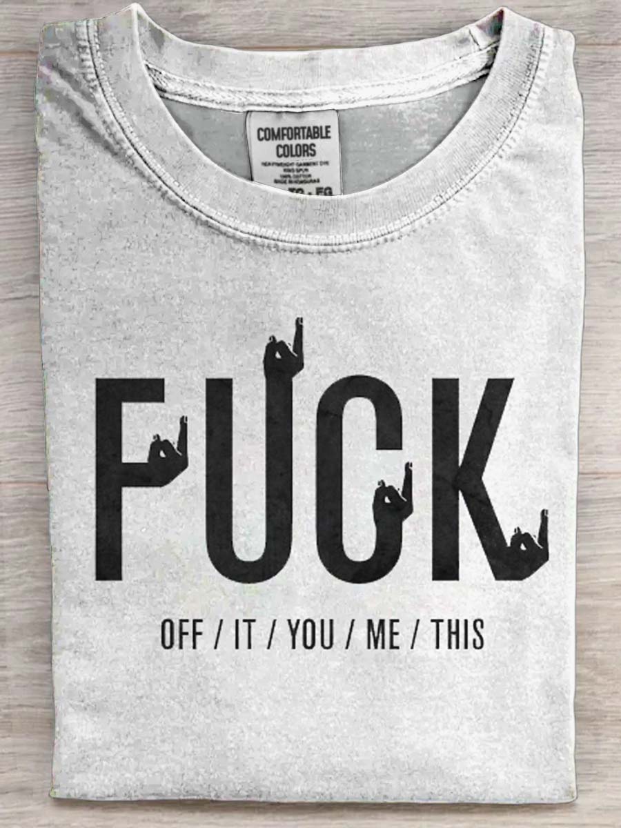 Fun Letter Print Casual Koszulka z krótkim rękawem