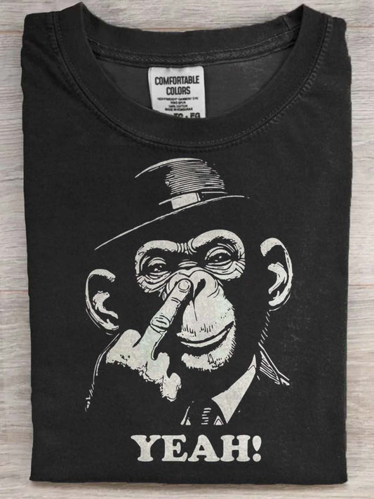 Funny Orangutan Print Casual Koszulka z krótkim rękawem