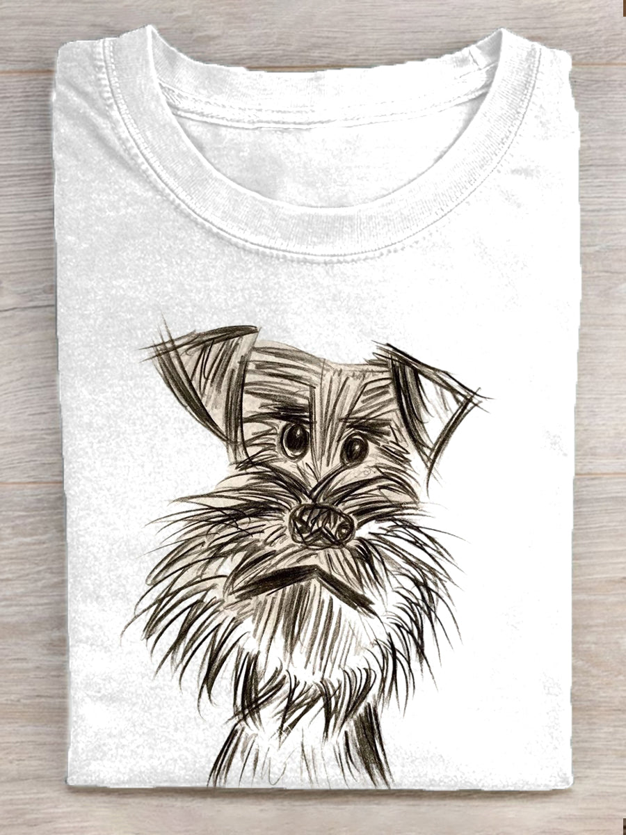 Damska koszulka z krótkim rękawem Vintage Dog Art Print