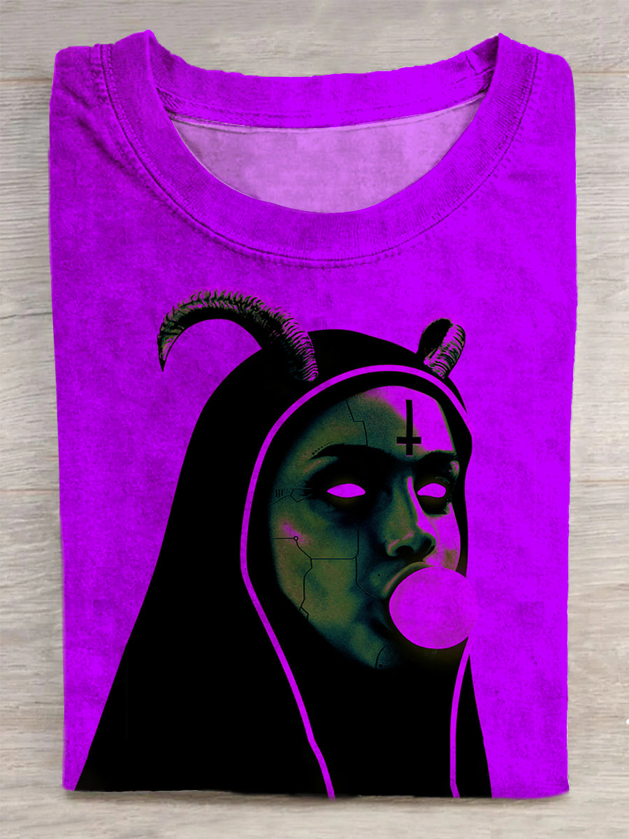 Unisex Gothic Nun Koszulka z nadrukiem abstrakcyjnym