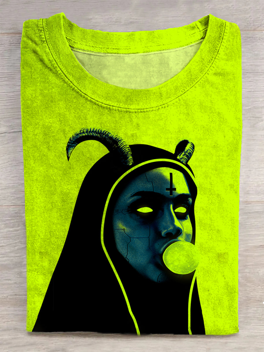 Unisex Gothic Nun Koszulka z nadrukiem abstrakcyjnym