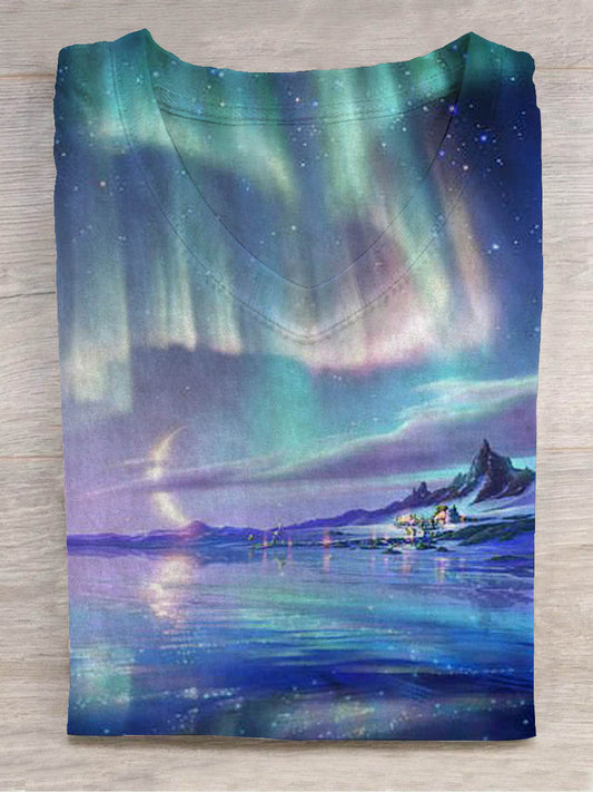 Unisex Aurora Sceneria Dekolt w serek z krótkim rękawem Nadruk T-Shirt