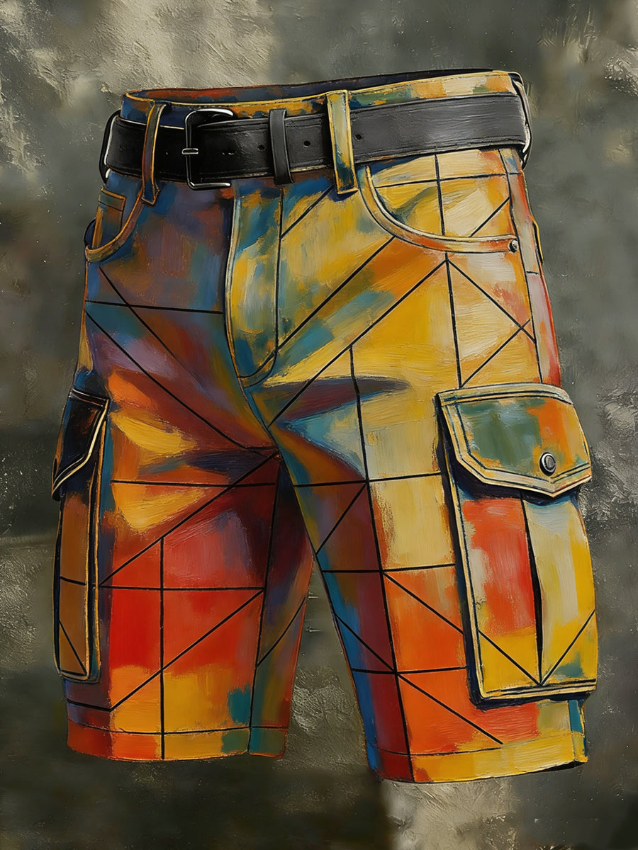 Męskie Retro Wakacje Biznesowe Geometria Art Print Casual Spodenki