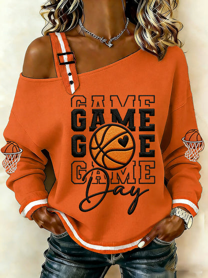 Damska koszykówka Gameday Print March Madness Miłośnicy koszykówki swobodna bluza z rękawem
