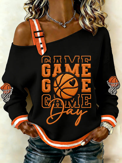 Damska koszykówka Gameday Print March Madness Miłośnicy koszykówki swobodna bluza z rękawem