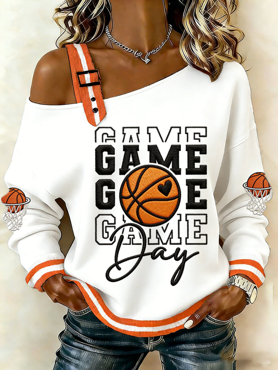 Damska koszykówka Gameday Print March Madness Miłośnicy koszykówki swobodna bluza z rękawem