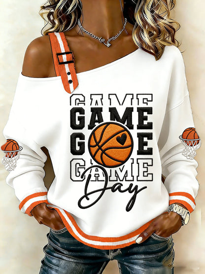 Damska koszykówka Gameday Print March Madness Miłośnicy koszykówki swobodna bluza z rękawem