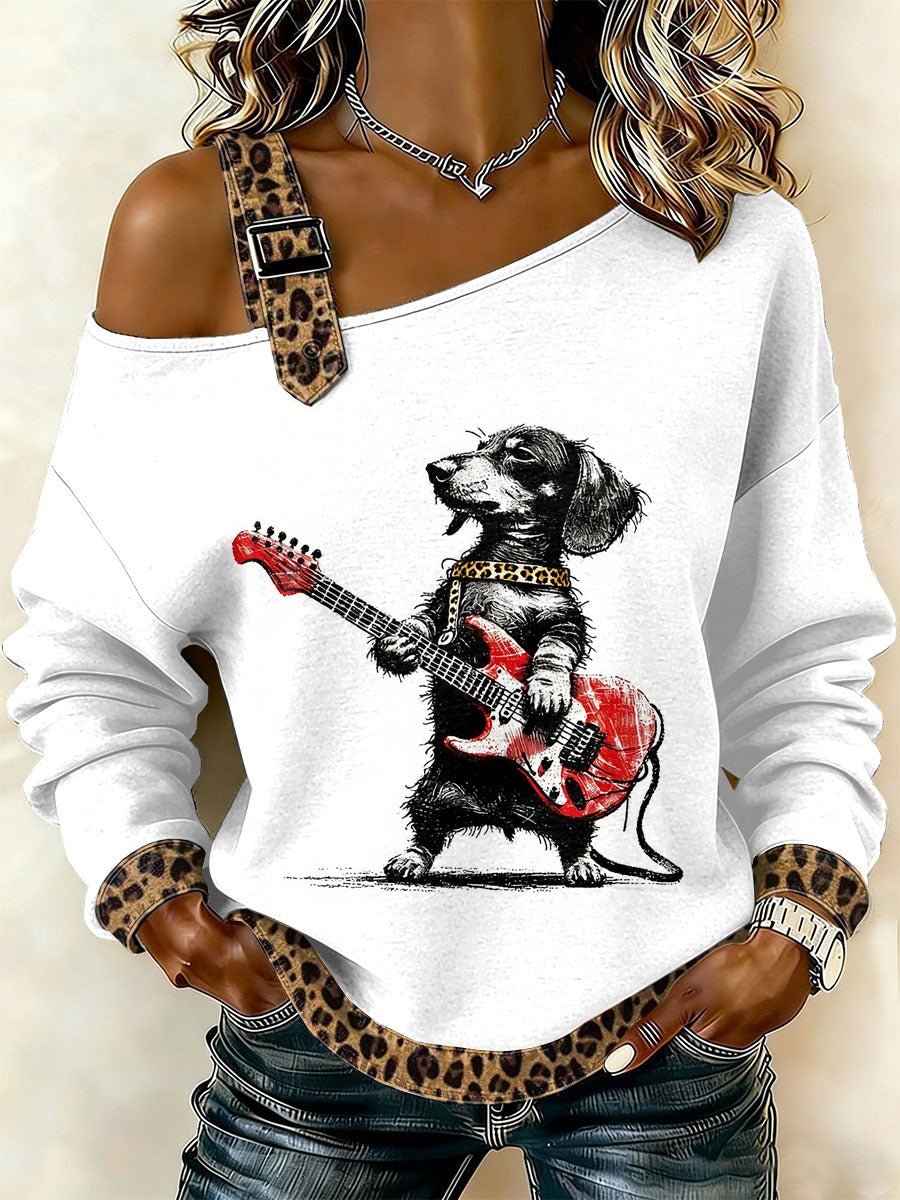 Damska bluza z motywem punk z nadrukiem w stylu vintage