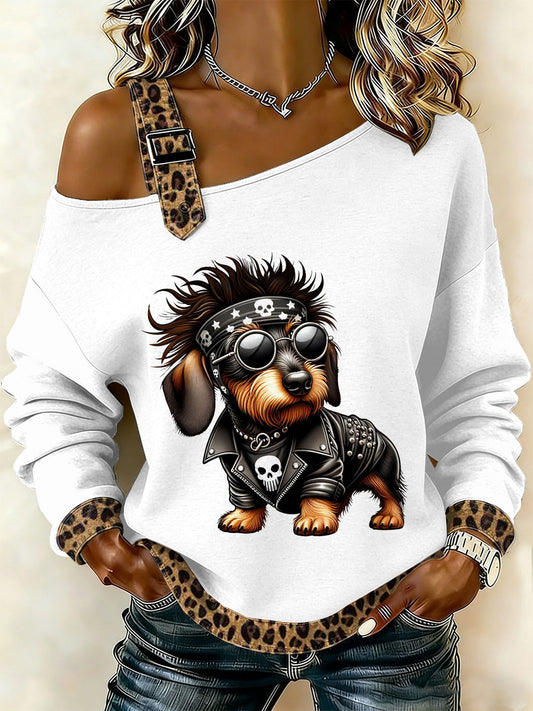 Damska bluza z motywem punk z nadrukiem w stylu vintage