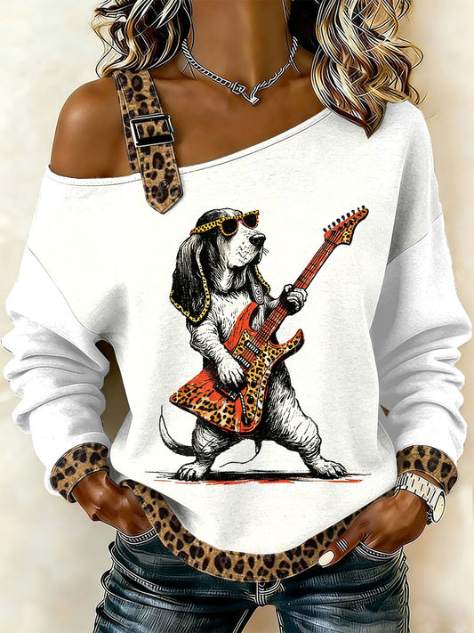 Damska bluza z motywem punk z nadrukiem w stylu vintage