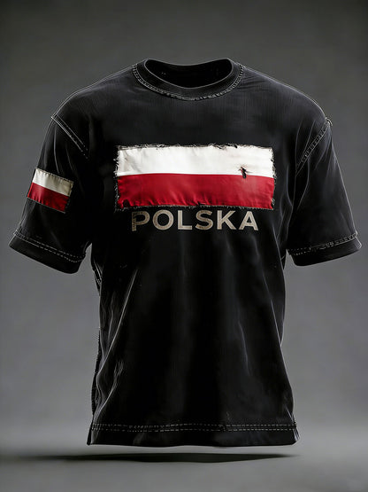Męski codzienny t-shirt z nadrukiem Polska