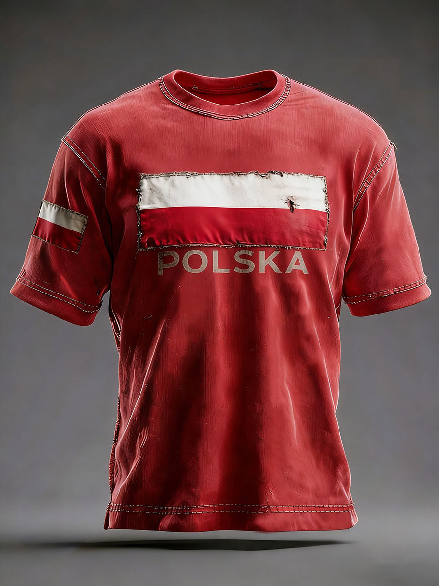 Męski codzienny t-shirt z nadrukiem Polska