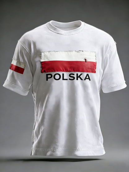 Męski codzienny t-shirt z nadrukiem Polska