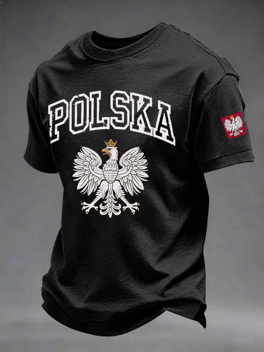 Męski codzienny t-shirt z nadrukiem Polska