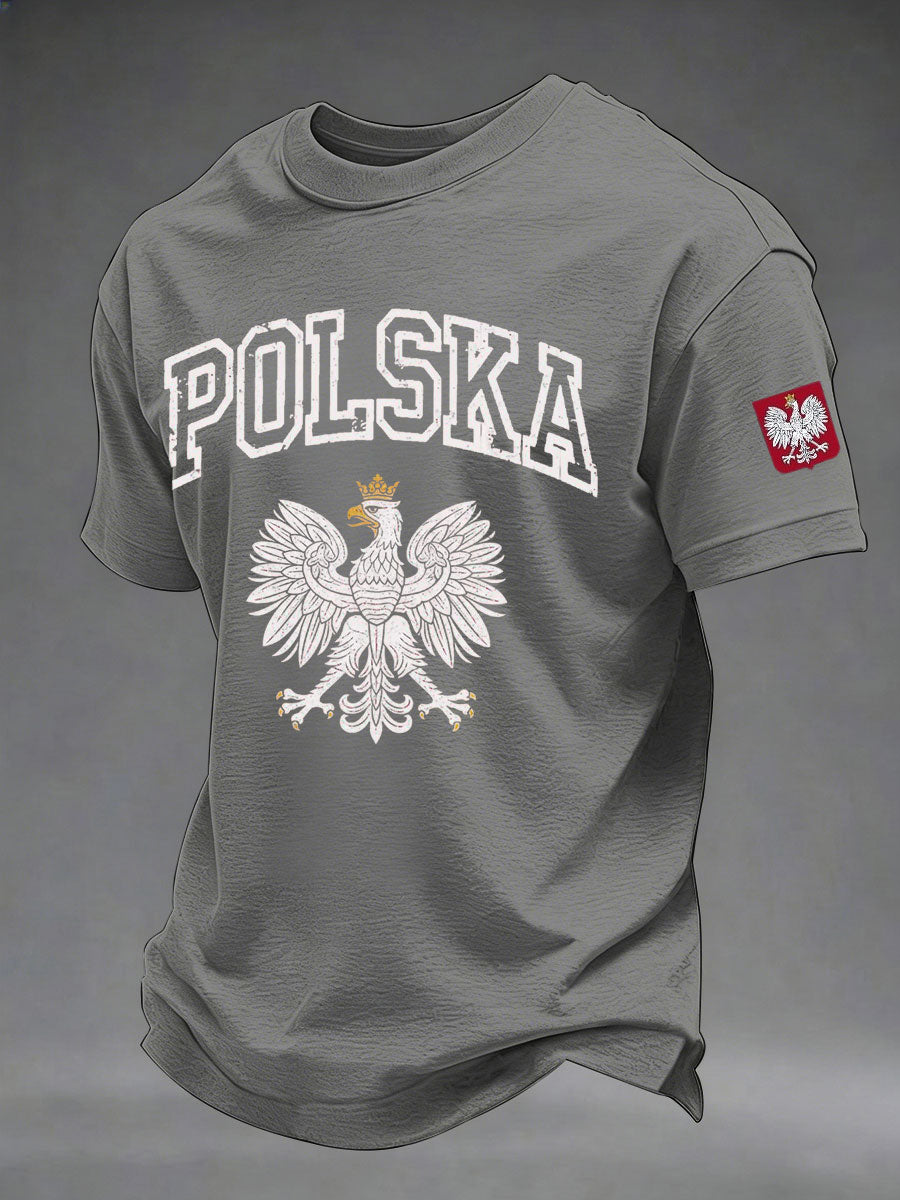 Męski codzienny t-shirt z nadrukiem Polska