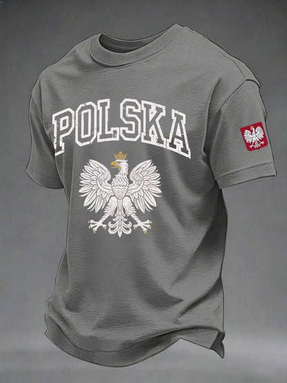 Męski codzienny t-shirt z nadrukiem Polska