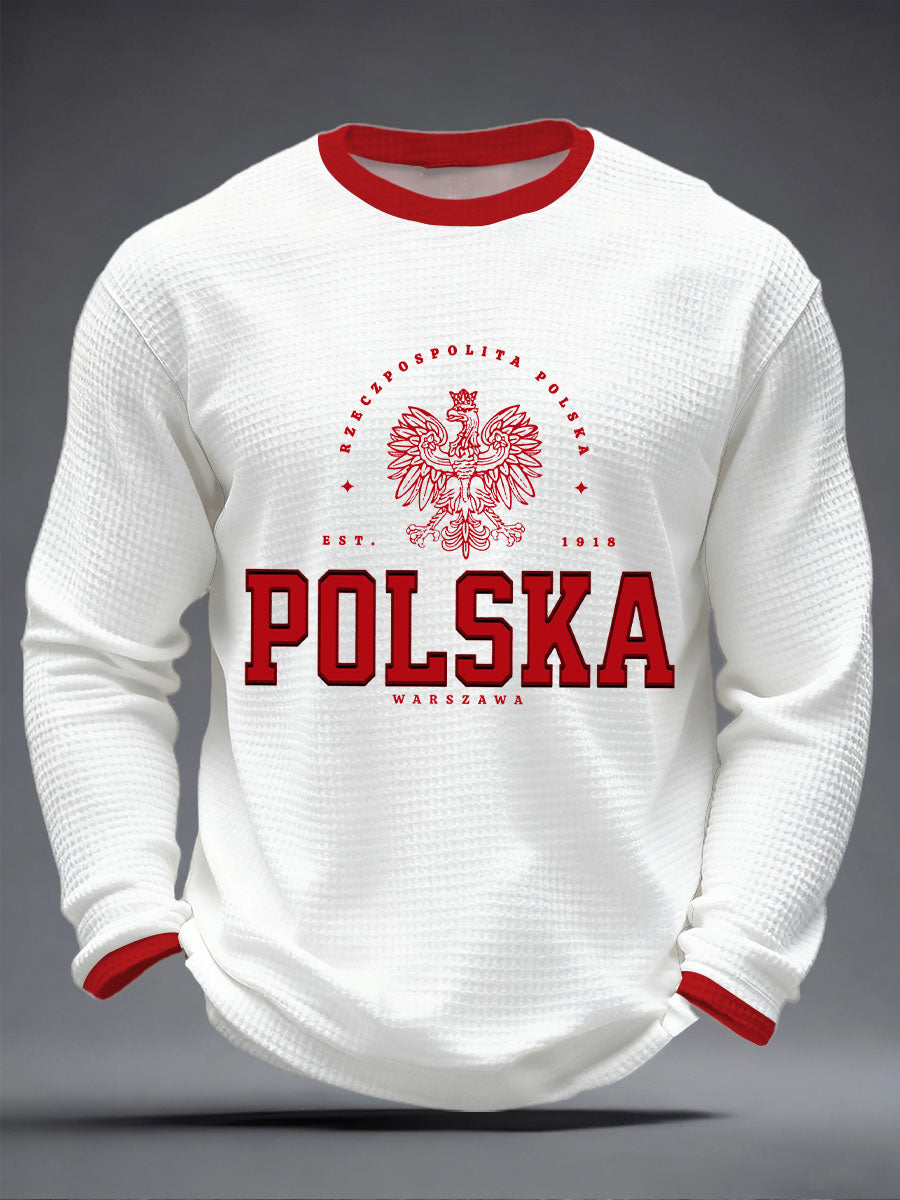 Męska Polska Waffle Print Casual T-Shirt