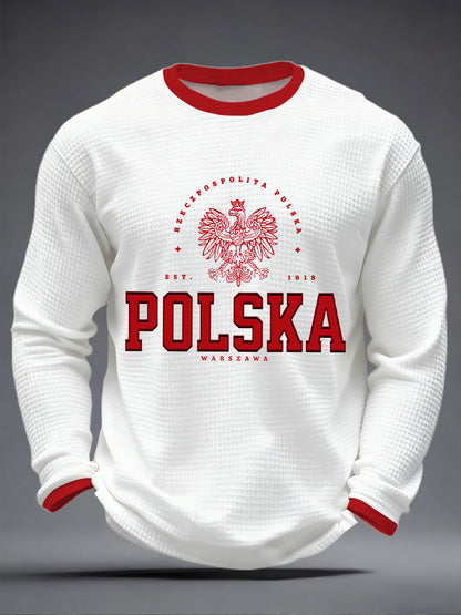 Męska Polska Waffle Print Casual T-Shirt