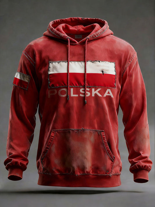 Męska Polska Nadruk Casual Bluza z kapturem