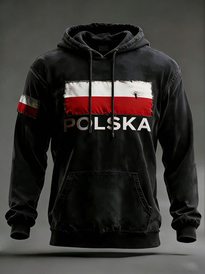Męska Polska Nadruk Casual Bluza z kapturem