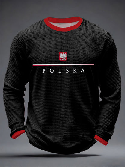 Męska Polska Waffle Print Casual T-Shirt