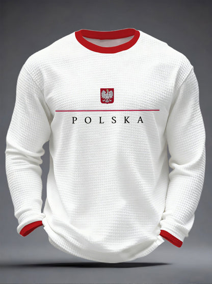 Męska Polska Waffle Print Casual T-Shirt
