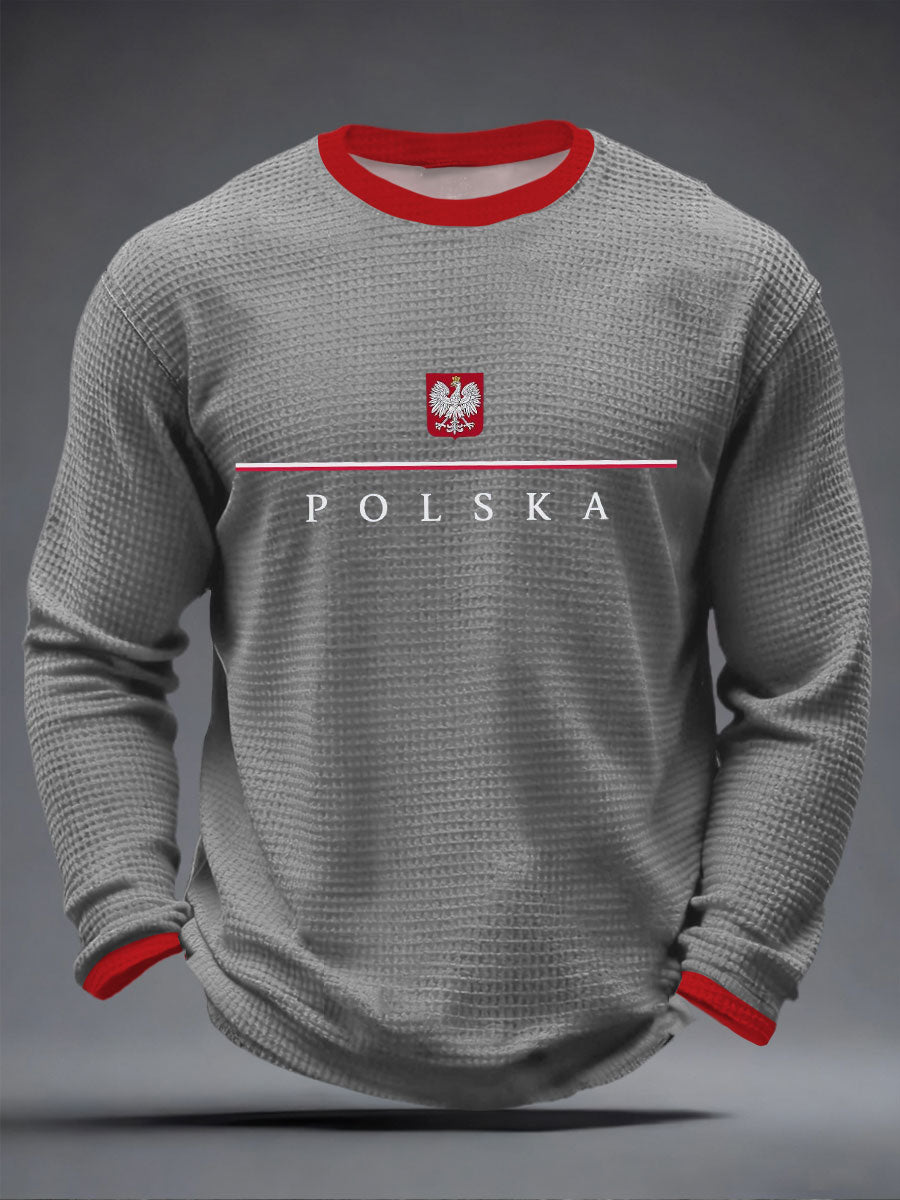 Męska Polska Waffle Print Casual T-Shirt