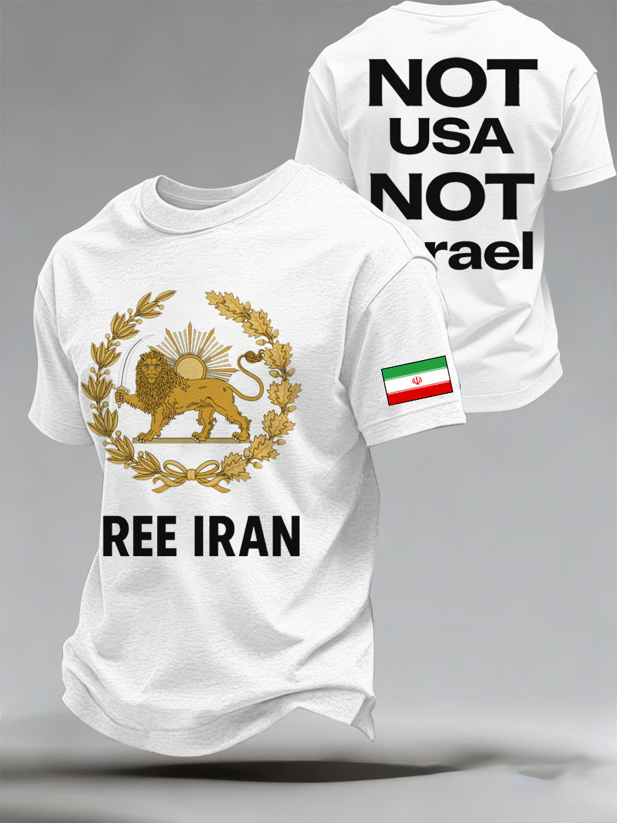 Męski koszulka z nadrukiem antywojennym na gorące tematy w Iranie