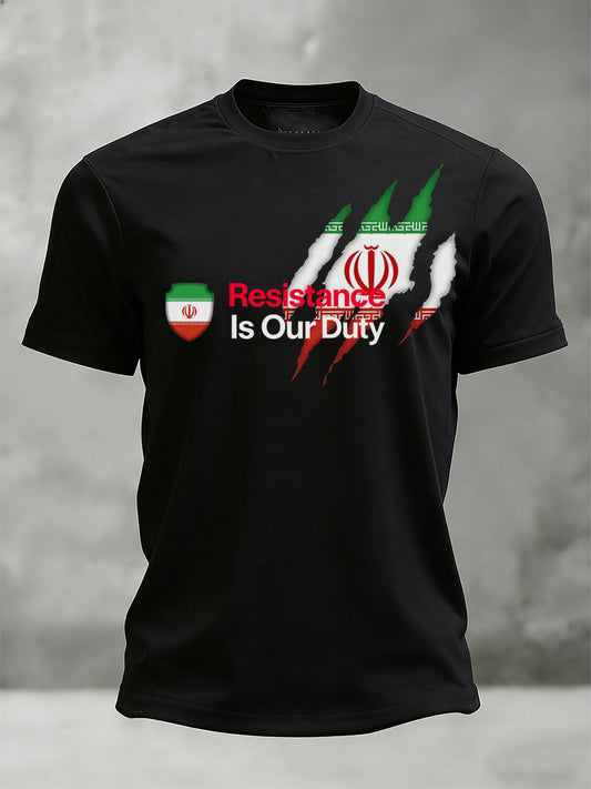 Męska koszulka z nadrukiem o tematyce irańskiej