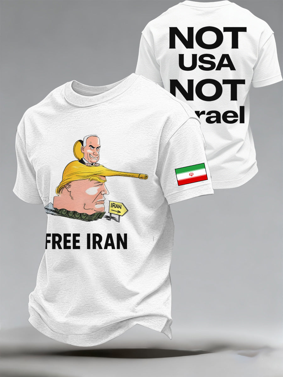 Męski koszulka z nadrukiem antywojennym na gorące tematy w Iranie