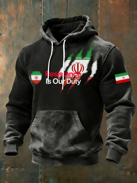 Męska bluza z kapturem o tematyce irańskiej