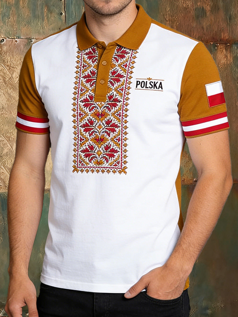 Męska koszulka polo z nadrukiem flagi polskiej