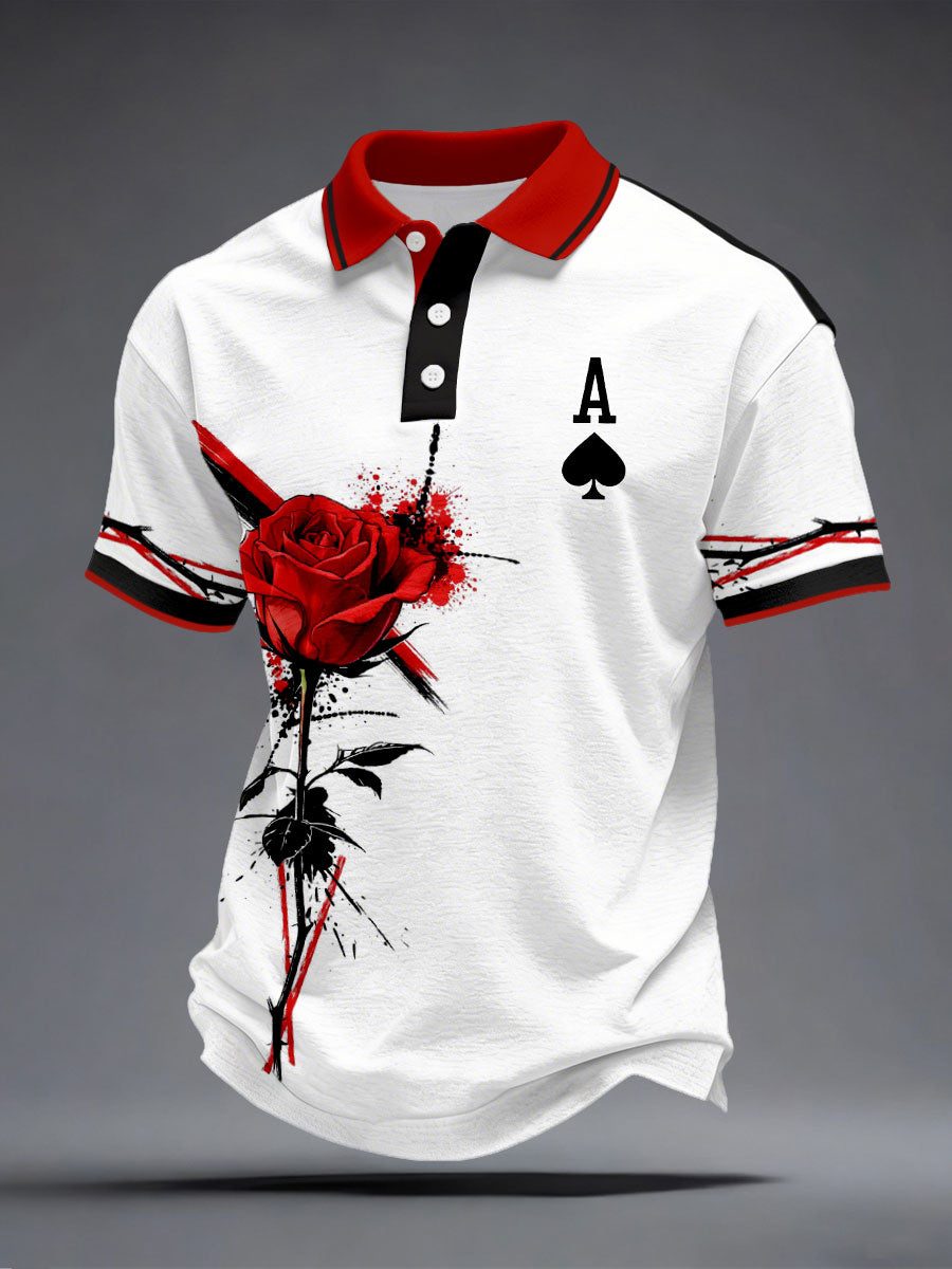 Spade A Poker Męskie Czerwone Róże Topy