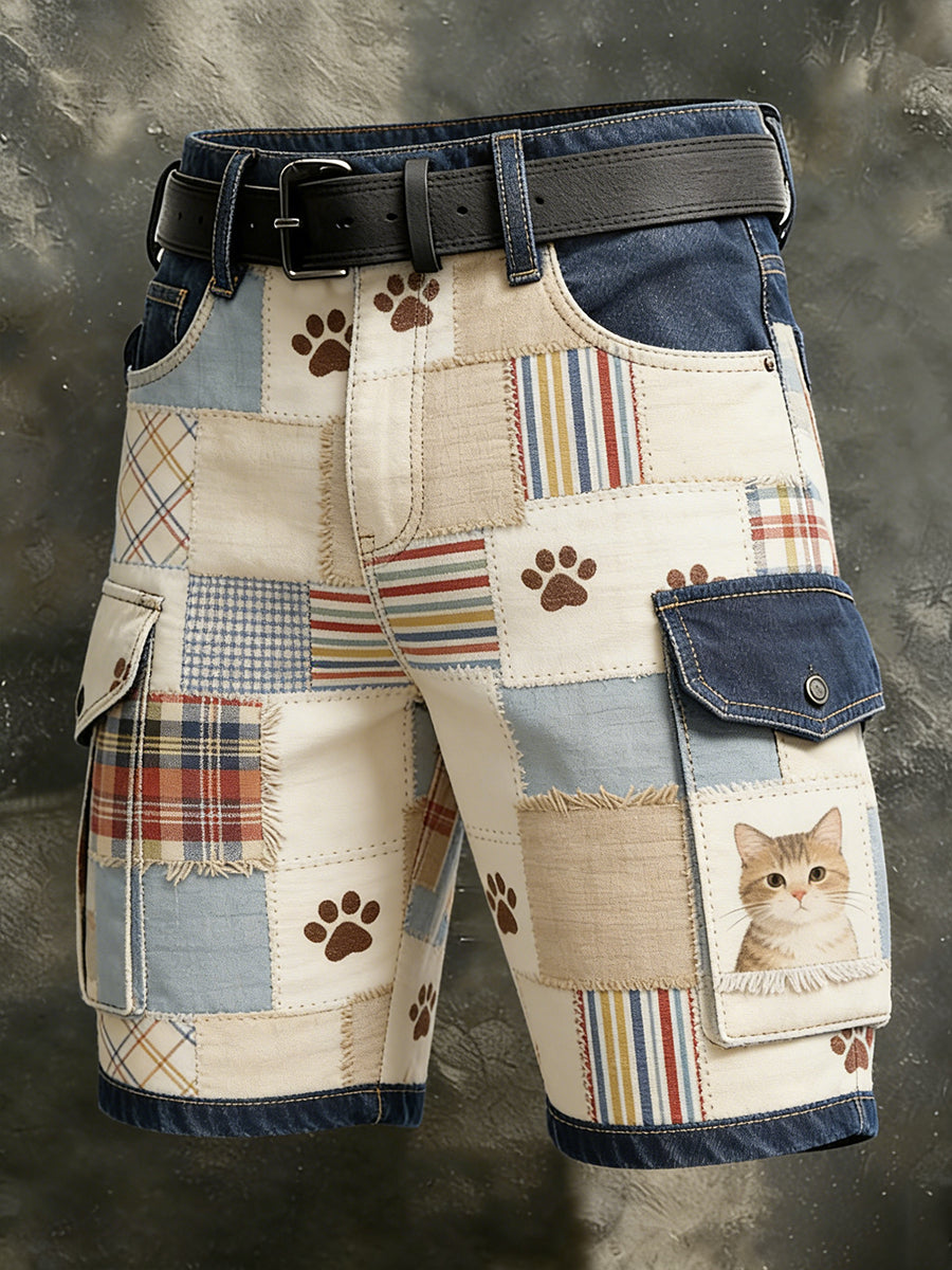 Męskie Vintage Animal Patchwork Print Casual Krótkie Spodnie