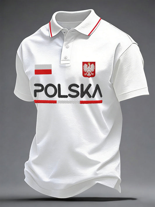 Męska Polska z nadrukiem Casual Top