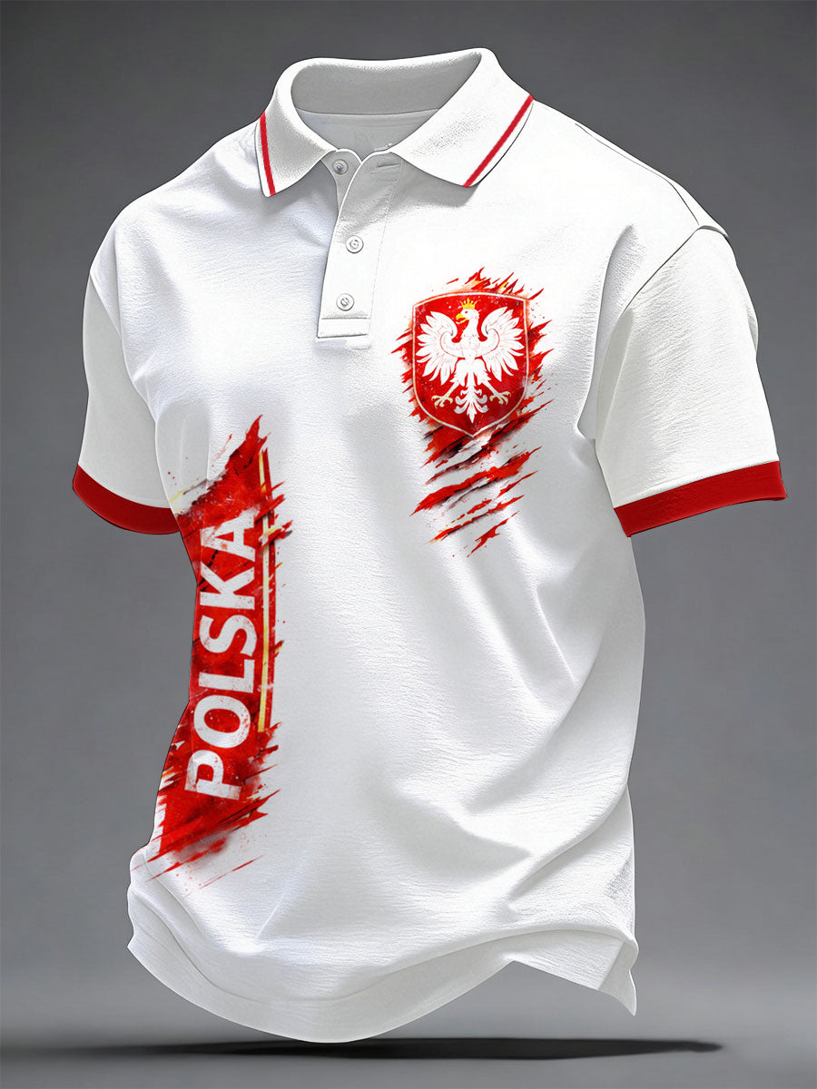Męska Polska z nadrukiem Casual Top