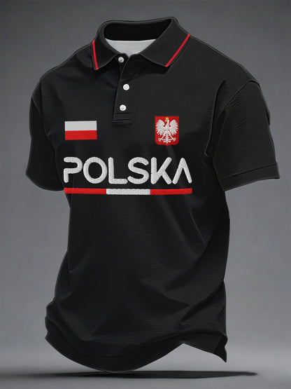Męska Polska z nadrukiem Casual Top