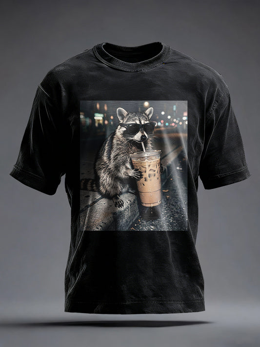Męski zabawny szop do picia mrożonej kawy z nadrukiem Vintage T-Shirt