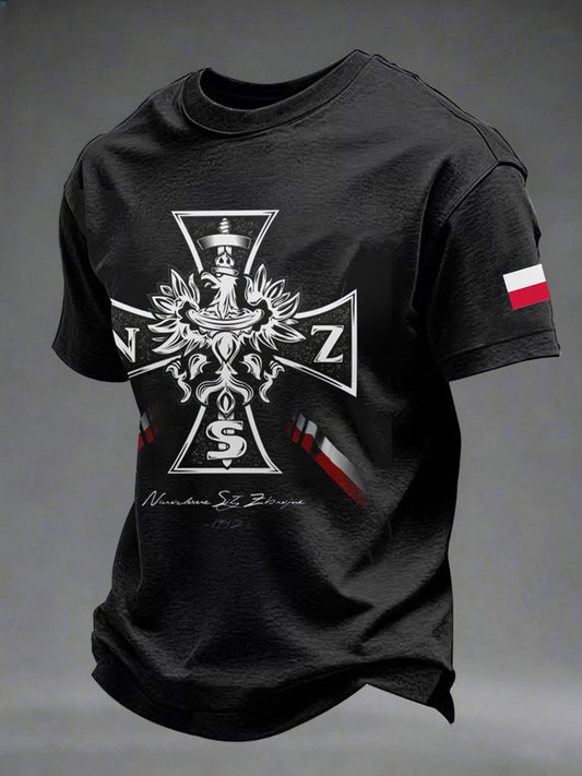 Męski patriotyczny koszulka pamiątkowa z nadrukiem, codzienna koszulka