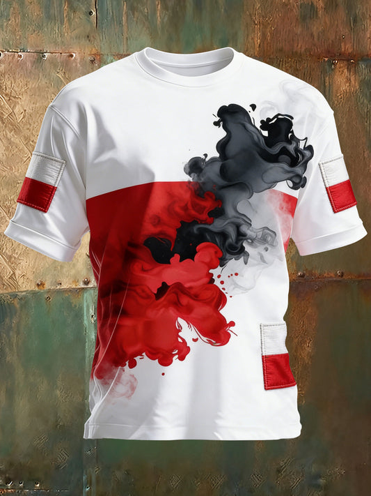 Męski T-shirt z nadrukiem flagi polskiej