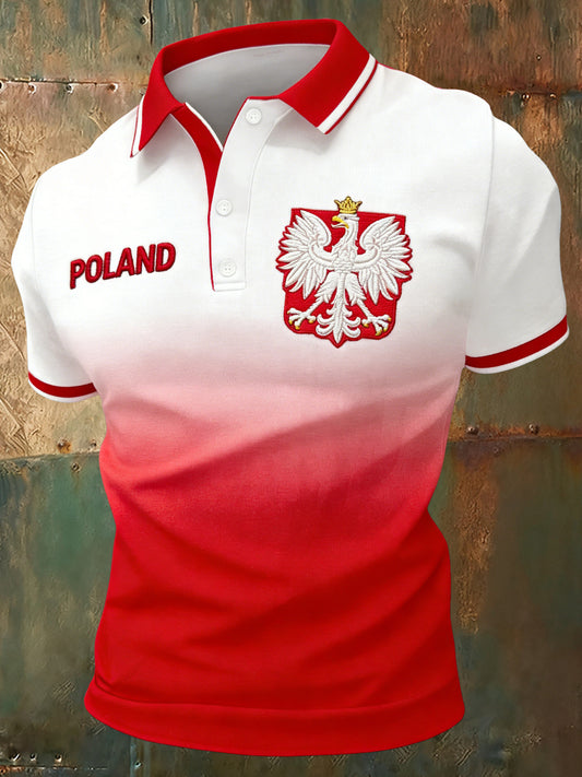 Męski koszulka polo z nadrukiem flagi polskiej