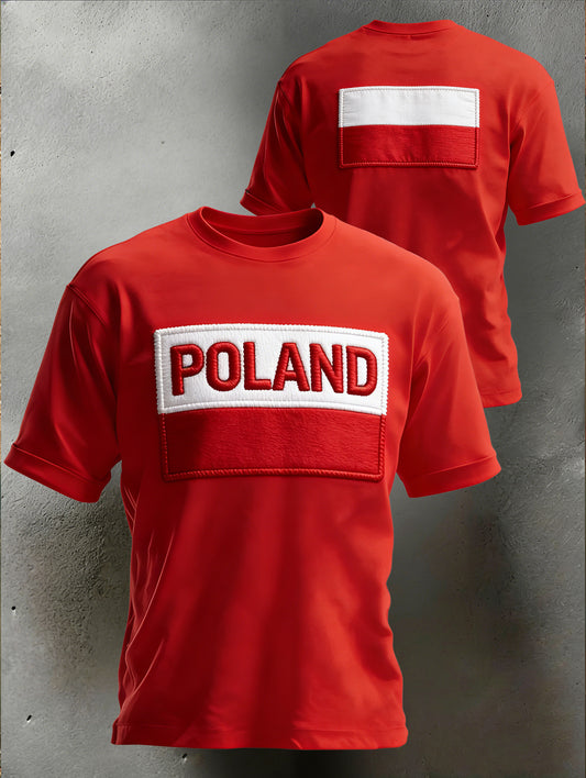 Męski T-shirt z nadrukiem flagi polskiej
