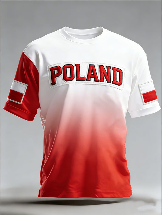 Męski T-shirt z nadrukiem flagi polskiej