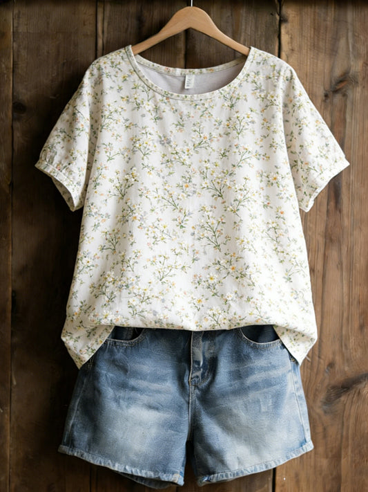Damskie Rośliny Kwiaty Nadruk Casual T-Shirt
