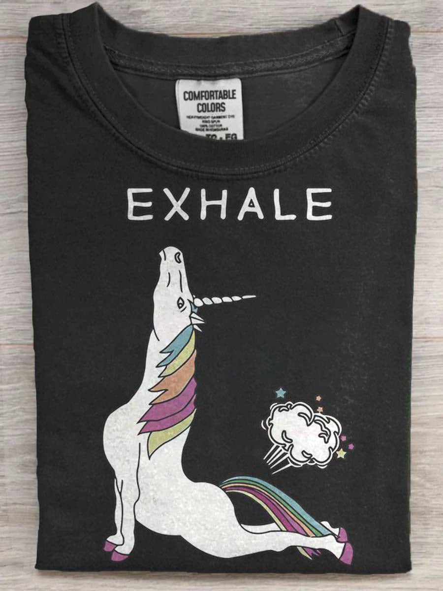 Funny Unicorn Print Casual Koszulka z krótkim rękawem