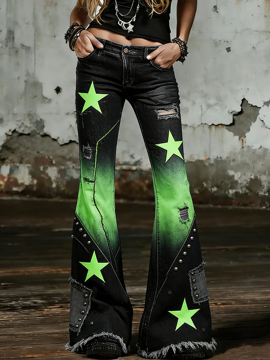 Damskie spodnie z nadrukiem Star Art