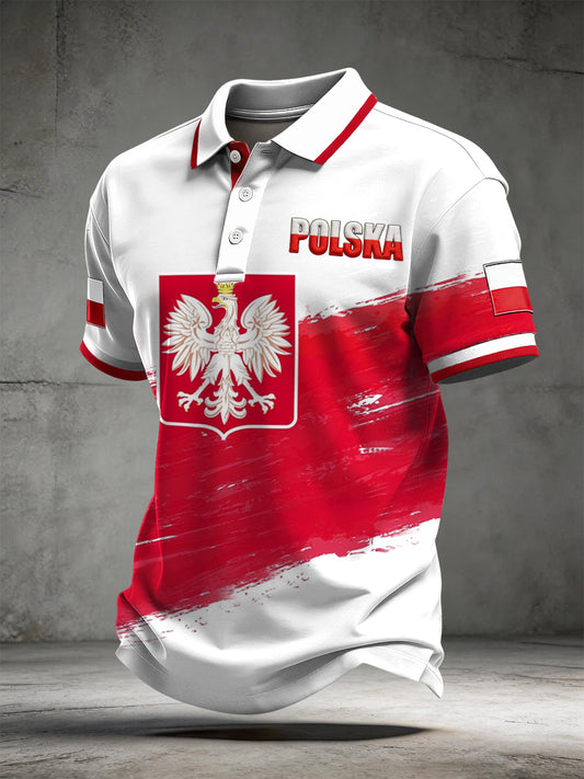 Retro Abstrakcyjny Polski Orzeł Casual Koszulka polo